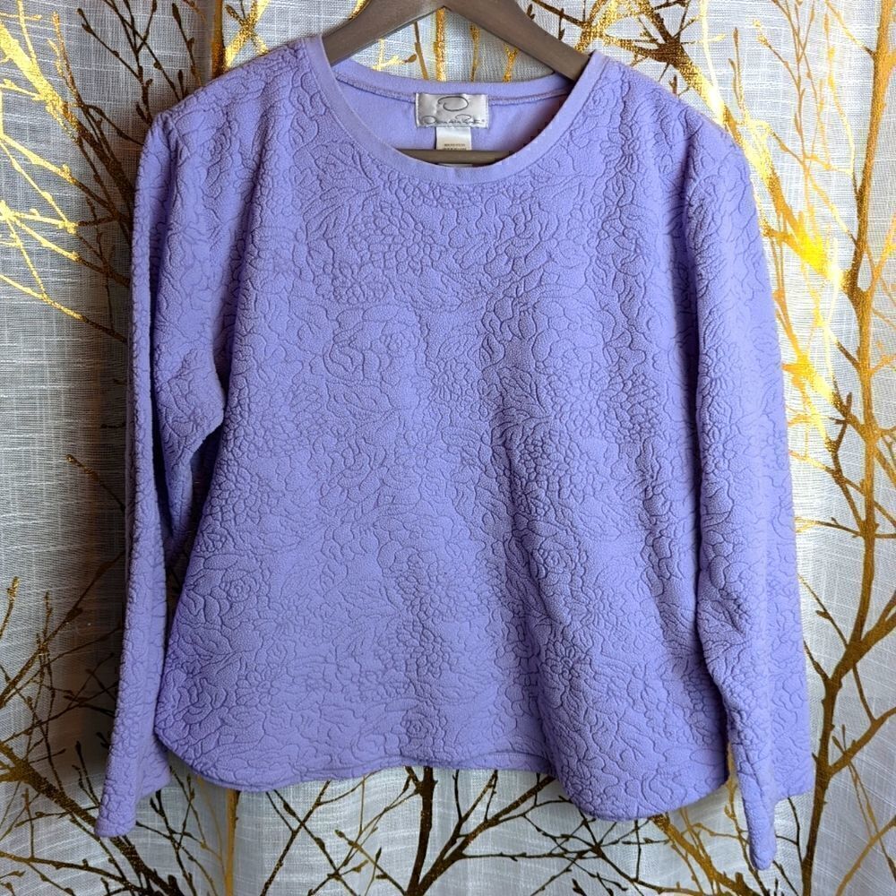 oscar de la renta textured fleece pullover